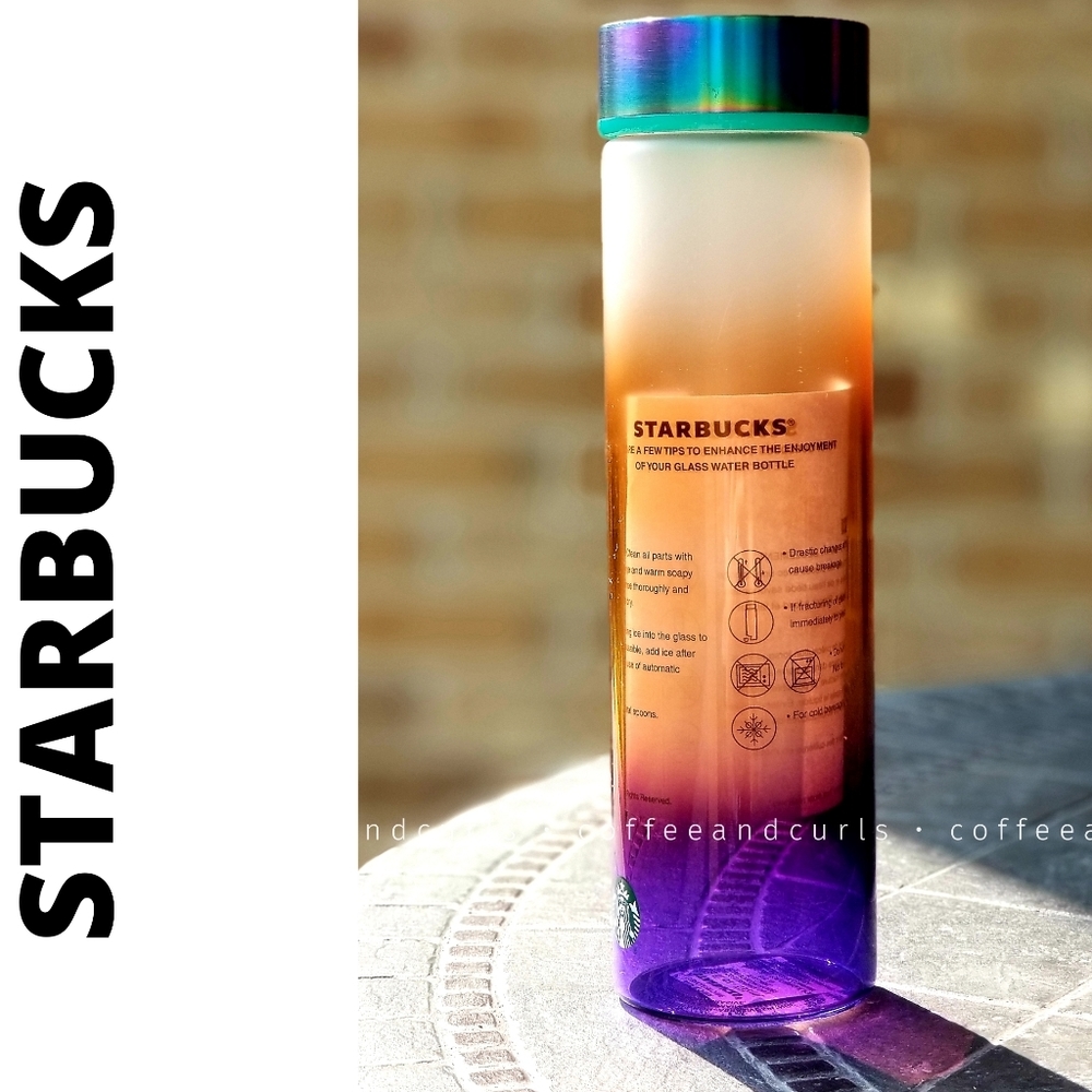 Starbucks Purple Coral Ombre Tall Glass Water Bottle 18oz NWT